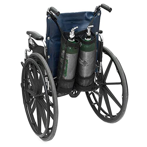 Dual Oxygen Tank Holder For Wheelchair,Double Oxygen Tank Bag,Oxygen Tank Carrier For D & E Cylinders Oxygen Storage Bag With Mesh Storage Pocket,Suitable For Medical, Personal Use,Family And Hospital #TOP3
