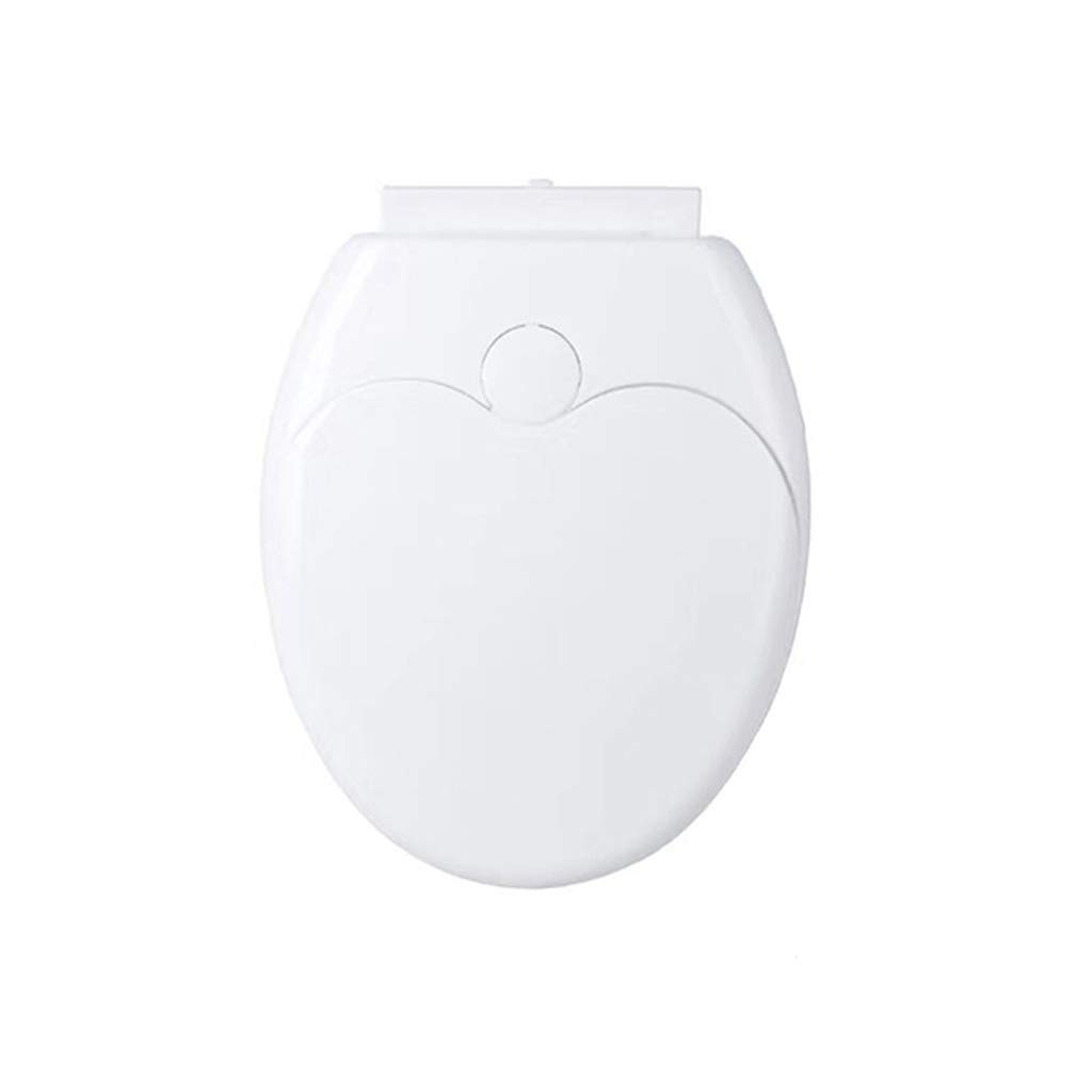 MOBYGKFY Toilet lid ， Elongated Seat, Adult/Child, w/Chromed Metal Hinges (Elongated White)