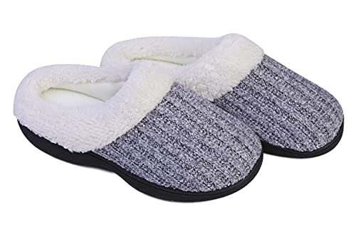 Roxoni Women’s House Slippers Knit Fleece Lined Cozy Clog House Shoes4