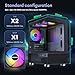 Okinos Aqua 3, Micro ATX Case, MATX PC Case with 3 X 120mm 3-Pin ARGB Fan Pre-Installed, Panoramic View Tempered Glass Front & Side Panel, with Type C Port, Black
