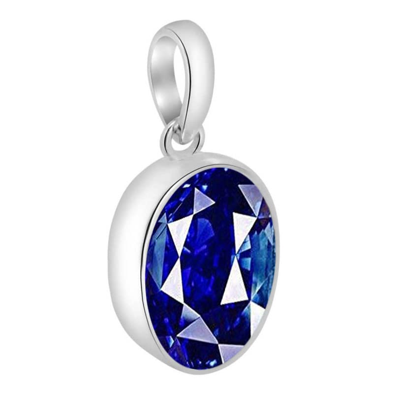 Saphir bleu véritable de 6.25 Ratti sur pendentif en argent précieux Neelam