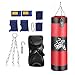 VGEBY1 Saco de Boxeo, Guantes de Boxeo MMA Muay Thai Kick Boxing Artes Marciales con Soporte Pared Cadena Guantes Punching Bag Soporte para Colgar Saco de Boxeo(1.2m-Rouge)