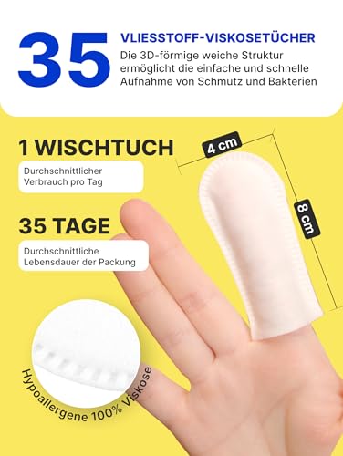 Japan Premium Pet Fingerpads/Ohrenreiniger für Hund & Katze | Sanfte Ohren Reinigung mit Aloe Vera, Malinsäure & Hamamelis | Finger Ohrentücher Gegen Geruch & Schmutz | Ihre Hundepflege AUR 35 STK.