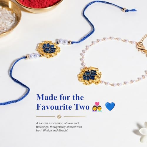 Image of Salty Rakhi for Brother & Bhaiya Bhabhi | Wrist Band Gift Pack for Sister, Bro, Bhaiya and Bhabhi | Bracelet for Men, Women | Fancy Jewellery Combo Gifts | Gift for Rakshabandhan | Traditional Rakhi Gift