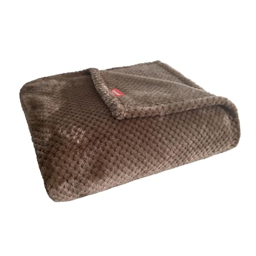 Pikolin Home - Manta Plaid de Terciopelo con diseño Piel de piña extrasuave Color marrón