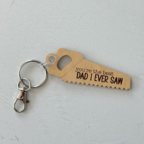 Wooden Saw Design Keychain for Dad