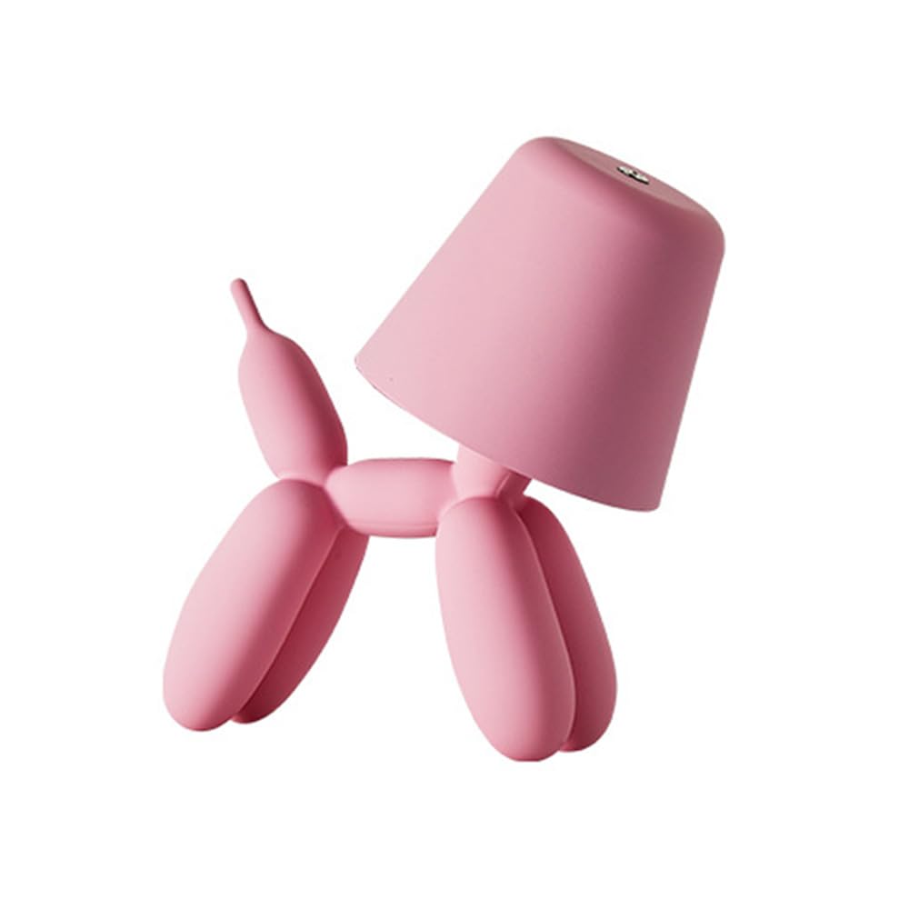 Masenkeli Balloon Dog Decorative Lamp - USB Rechargeable Touch Bedside Lamp with 3 Colour Temperatures is a Decorative lamp for Children's Rooms, bedrooms, cafes, Study Rooms and More (Pink) — image 1