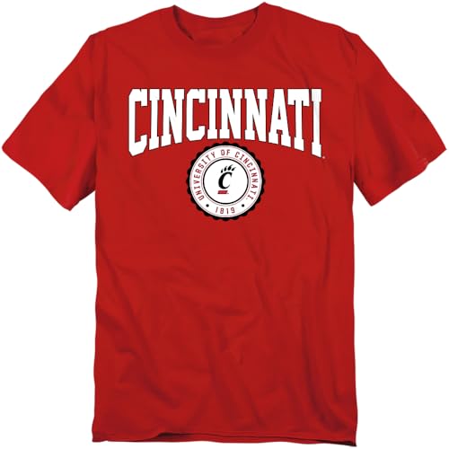 LOGOVISION University of Cincinnati Collegiate Seal Unisex Adult T Shirt, Red, 2X-Large