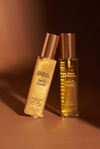 Rinna Beauty Dryp Tease Dry Body Oil Spray - Shimmering - Helps Moisturize Dry Skin, Smooth Wrinkles, & Anti-Aging - Vegan, Cruelty-Free, & Paraben-Free - 3.4 Fl Oz #TOP4