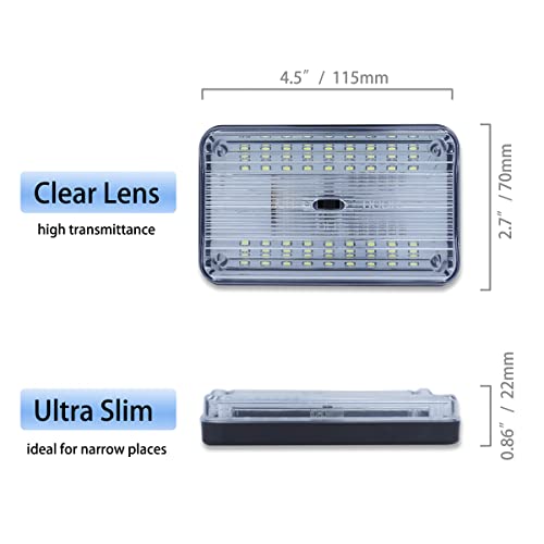 Hoysum Universal Dome Light 12v with On Off Switch - RV Door Lamp Replacement for Interior Car Trailer Cargo Van Bus Truck Boat Cabin Lighting 36 White LEDs Set of 2