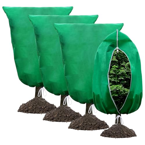 CZAYEFNH Cappuccio Protezione Piante, 4 Pezzi Telo per Piante Inverno Antigelo, 60 x 80cm Sacco Antigelo per Piante, Protezione Piante dal Freddo per Agrumi Limone in Vaso