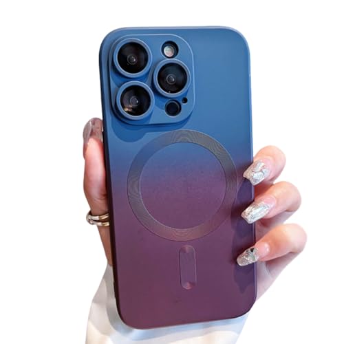 FTTFFLL ���O�W���A���[ �O���f�[�V���� �V���R�� �ϏՌ��P�[�X iPhone 16 15 14 13 12 11 Pro Max�p ���C�����X�[�d�J�o�[(12 pro max/Blue-red�p)