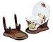 BANBERRY DESIGNS Tea Cup and Saucer Display Stand - Set of 2 Wood Holders for Collectible Teacup and Saucer Sets - Walnut Finish Single Cup/Saucer Display