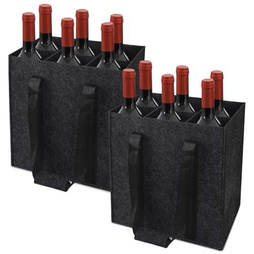Bolsa para Botellas,2 paquetes Bolsas de Fieltro para Botellas con 6 Compartimentos,Soporte para Botellas de Vino,Bolso botellero para Transporte de Vino Cerveza Agua