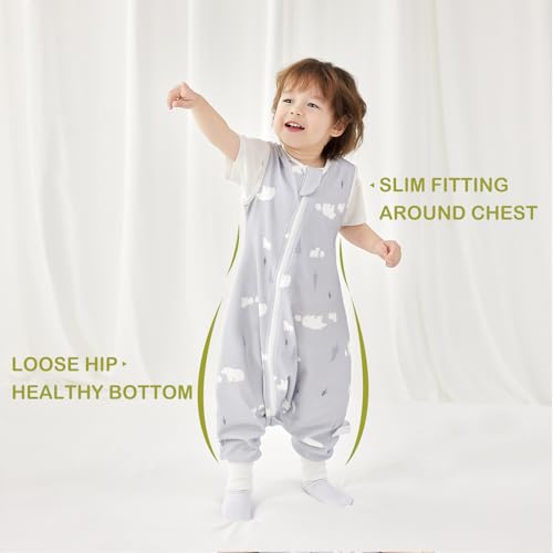 Nivolltha 0.5 TOG Baby Sleeping Bag with Legs, 100% Cotton, Super Soft Summer Sleep Sack for Toddlers Bear, XS - Image 2