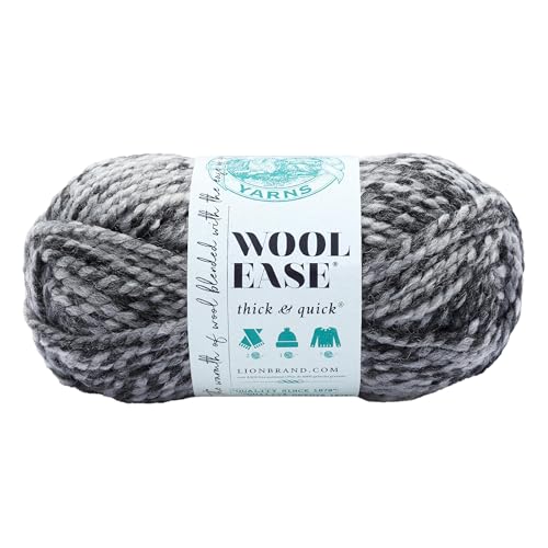 Image of Lion Brand Yarn 640-528 Wool-Ease Thick & Quick Yarn, Licorice | Super Bulky Wool Acrylic Blend Fiber for Soft Hats, Sweaters, Chunky Blankets, Yarn for Crochet, Knitting, Crafts, Weaving