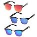 zeroUV - Half Frame Semi Rimless Sunglasses for Men Women with Colored Mirror Lens 50mm (3-Pack | Green-Blue/Blue/Red-O)