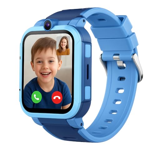 Reloj inteligente Android 4G para niños con tarjeta SIM, rastreador GPS WiFi, video HD y llamadas de voz, IP67 impermeable reloj inteligente para niños con botón SOS, cámara, mensajería, reproductor