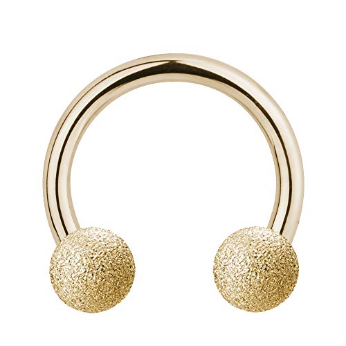 Piercing Hufeisen - Stahl - Diamant - Gold - [01.] - 1.2 x 6 mm (Kugeln: 3mm)