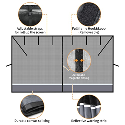 Magnetic Garage Door Screen For 1 Car, Strong Magnetic Closure Garage Screen Door Kit, Easy Install Oiyeefo Self Sealing Garage Net Screen, 2 Ways Roll Up Retractable Mesh Screen Door- 8X7Ft #TOP1