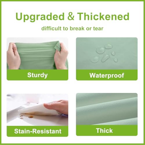 Image of Oigco Sage Green Tablecloth - 3 Pack 54 inch x 108 inch Rectangle Disposable Sage Green Table Cloth, Waterproof Plastic Table Cover for Party, Wedding, Holiday & Gathering Use