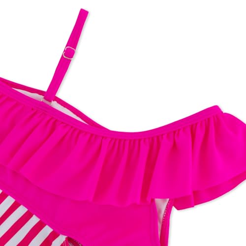 Image of Alakuoti Girls One Piece Swimsuits Cutout Ruffle Bathing Suit Quick Dry Beach Swimwear with Adjustable Strap 5-14 Years