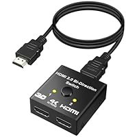 HDMI Switch HDMI Splitter, Yeecka Aluminium Switcher 4K@60Hz Bidirektionaler 2 In 1 Out oder 1 In 2 Out Umschalter HD 4K 3D für Fire Stick/TV/Xbox/PS3/PS4(1M Kabel Enthalten)