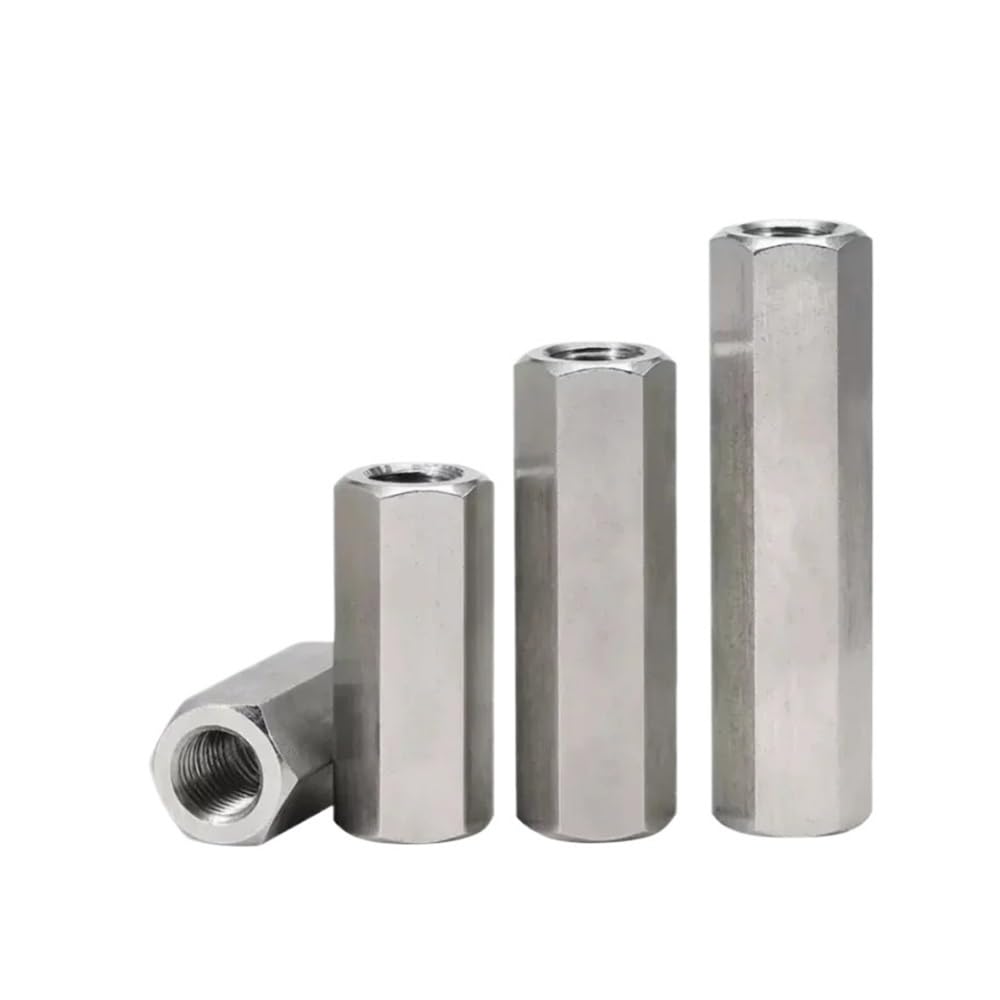 Dado a mano 1 pz M12 M14 M16 304 acciaio inossidabile filettatura sinistra destra dadi di accoppiamento asta esagonale dado di estensione giunto viti dado filettato collegamento(M12x60xS19(1pcs))
