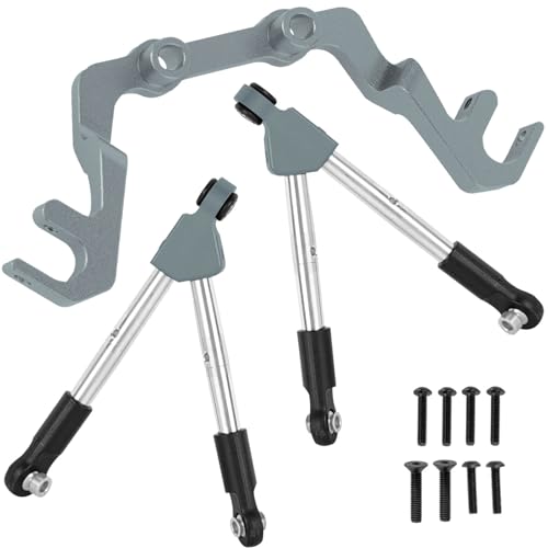 BRCatWPark RC Front Tie Rods with Stabilizer Upgrades Part for 1/10 Slash 4X4 LCG,Alloy Aluminium Front Positive and Negative Teeth Pull Rod + Fixed Code Combination-Set,Titanium