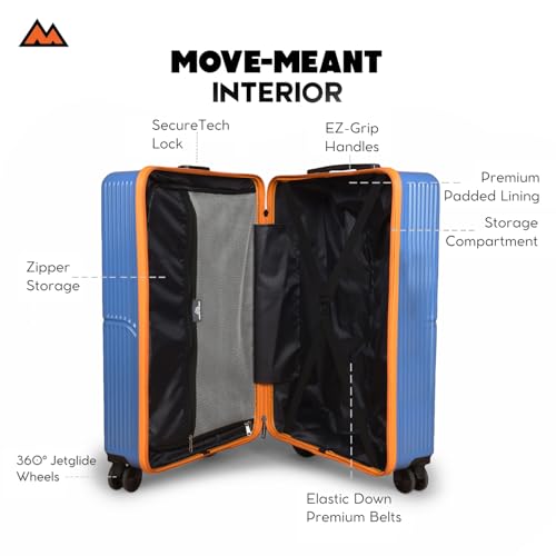 Image of Move-Meant Cabin Glide Small 55Cm Suitcase 8 Wheels Number Lock Poly Carbonate MAT. Blue Trolley Bag for Men & Women | 360 Degree Wheeling System Luggage | Trolley Bags for Travel