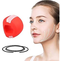Ejercitador de mandíbula, ejercitador de línea de mandíbula, Ejercicio de Cara y Cuello para Hombres y Mujeres, Cuello Muscular Natural Delgado y Tono (Rojo)