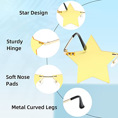 FUNUPUP Star Shape Sunglasses Rimless Transparent Star Sun Glasses for Women and Men Party3
