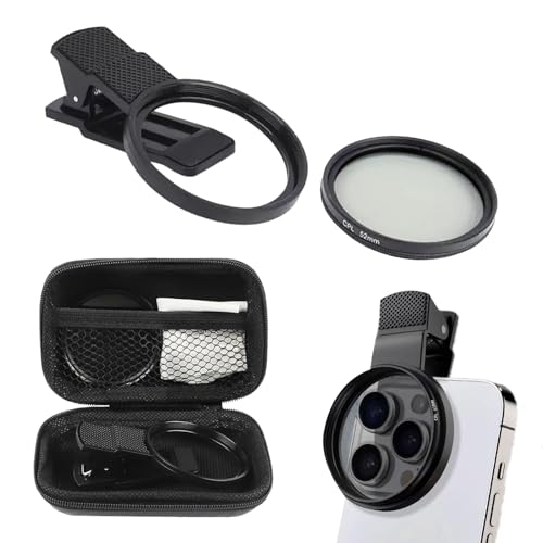 52mm Clip-On Cpl Phone Camera Lens Filter, Enhance Photo Quality,Polarizer Circular Filter,for Photography Enthusiasts,Ultra Slim Multi- Coated Cpl Filter Compatible with iPhone 15/14/13 Samsung