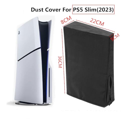 for PS5 slim本体保護カバー ダストカバー 横置き 縦置き ホコリ キズ 汚れ 防止 充電対応for PS5 slimダストカバー 防塵カバー 防水 防塵 通気性 for PS5 slimディスク/デジタル版両方対応 全面保護 汚れ防止 お手入れ簡単 洗える 自宅保管用 (黒 横置きカバー)