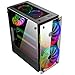 Feixunfan Etui na komputer panele ze szkła hartowanego ATX Gaming Cooling PC Case z dwoma wentylatorami 20 cm Obsługa karty graficznej 360 mm do gier PC (kolor: czarny, rozmiar: 40 x 20,5 x 45 cm)