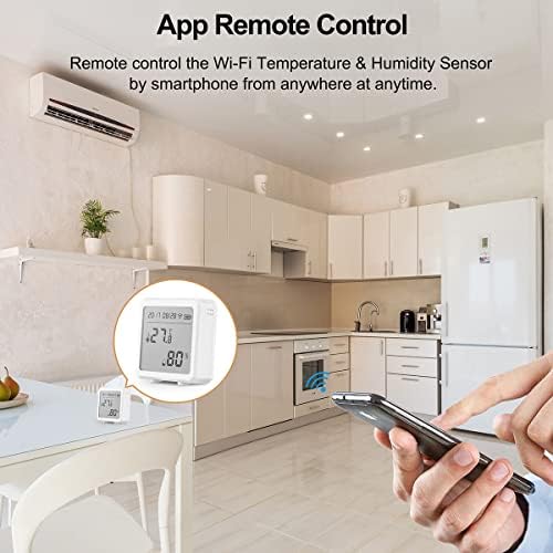 Hands DIY WiFi Hygrometer Thermometer Wireless Temperature Humidity Monitor with App Alerts Indoor Humidity Sensor Compatible with Alexa Google Assistant for Home Greenhouse Cellar(white)