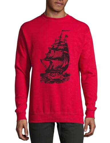 Pull en coton rouge motif bateau voile idéal pour vos escapades en bord de mer