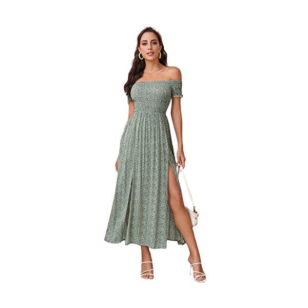 Floerns-Womens-Boho-Floral-Print-Off-Shoulder-Split-Long-A-Line-Dress Floerns Women's Boho Floral Print Off Shoulder Split Long A Line Dress A Green S