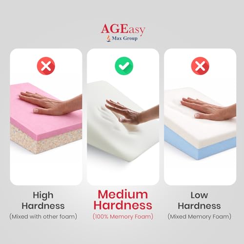 Image of AGEasy Wedge Pillow | 100% Memory Foam Orthopedic | Triangular Cushion for Leg Elevation, Back Support, Acid Reflux, Snoring | Improves Comfort & Posture (Lavender Grey)