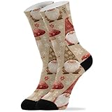 Laufsocken Gnome Pilze Schneeflocken Beige Sportsocken Unisex Wadenstrümpfe Bequem Wandersocken For Arbeiten Football Pilates Yoga 40Cm