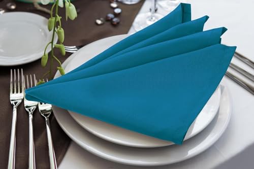 Image of Dining Table Napkins Polycotton Set of 12 Cloth Napkins for Dining Table Dinner Napkins Cloth 17x17 Inches for Party Wedding Cocktails Restaurant Decoration Regular Use Napkins-Lake Blue