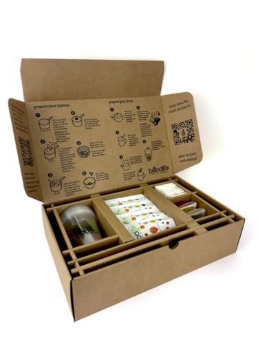 Bobalife Fruity Bubble Tea Kit with Popping Boba & Tapioca Pearls - Make 12 Delicious Fruit Tea Drinks At Home - Green Apple, Strawberry, Passion Fruit Flavors - Fun DIY Boba Tea Set