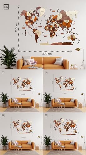 Image of Woodsify 3D Wooden World Map Wall Decor Office Wall Decoration Items, Corporate Gift, Office Wall Decor, Living Room Wall Decoration, Travel Map Diwali Gift, Home Decor- Medium 43 inch*24 inch