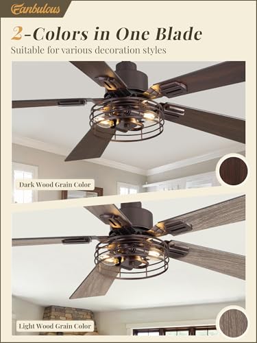 Image of Fanbulous 42 Inch Farmhouse Rustic Ceiling Fan with Light & Remote, 2 Pack