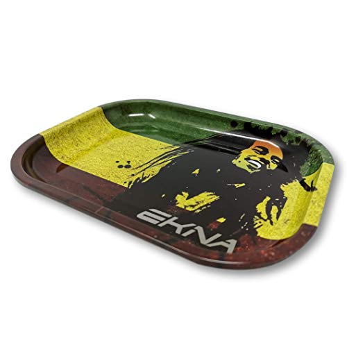 EKNA Rolling Tray - 18x14x1 6cm - BAU Tablett - Travel Tray - Rolltablett - Drehunterlage Joint versch. Designs - Rastamann Design aus Aluminium (Rasta)