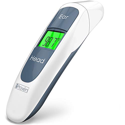 iProven Digital Thermometer for Fever - Temperature Measurements via Forehead and Ear - Pouch, Batteries, and Quick Start Guide Included - Temporal Thermometer DMT-316