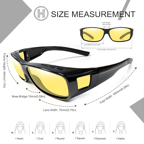 Image of HAOLOTA Night Vision Driving Over Glasses, Polarized Nighttime Glasses Men Women Anti Glare Yellow Tinted Lens
