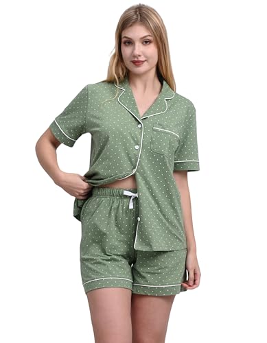 Image of NAP BOUND 100% Cotton Pajamas for Women Sets 2 Pieces Pjs Button short sleeves with Pockets Soft Sleepwear Loungewear XS-XXL