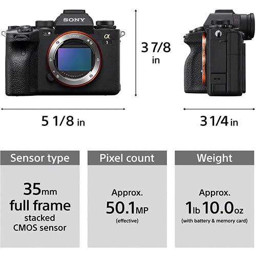 Sony Alpha A1 Full-Frame Mirrorless Camera Bundle With Godox Flash, Extra Battery, Water Resistant Gadget Bag, 2X 64Gb Memory Card, Monopod + More, Sony A1 #TOP2