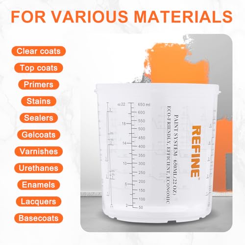 REFINE Disposable Spray Paint Gun Cups 22 Ounce/ 650ml for Mixing & Storing by REFINE - Used condition - Image 5